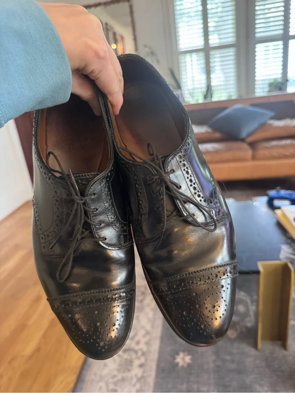 Allen Edmonds Black Leather Wingtip Derby Oxfords
